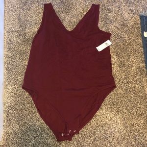 Burgundy V Neck Body suit
